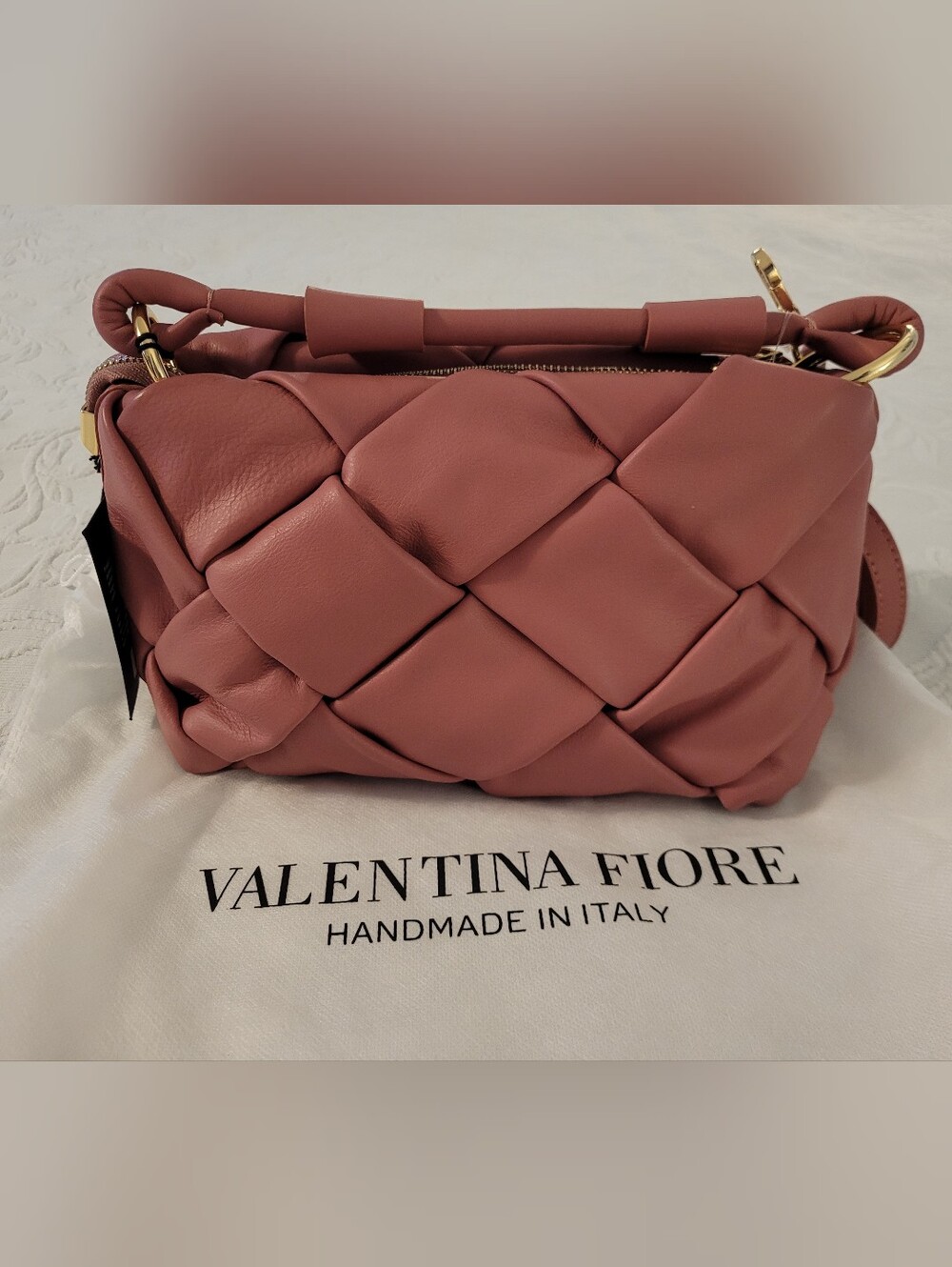 Valentina Fiore Dusty Rose  Leather Crossbody